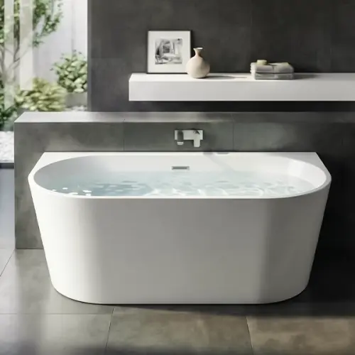 حوض استحمام جداري (بانيو) هوميك أبيض لامع 170×80×58 سم